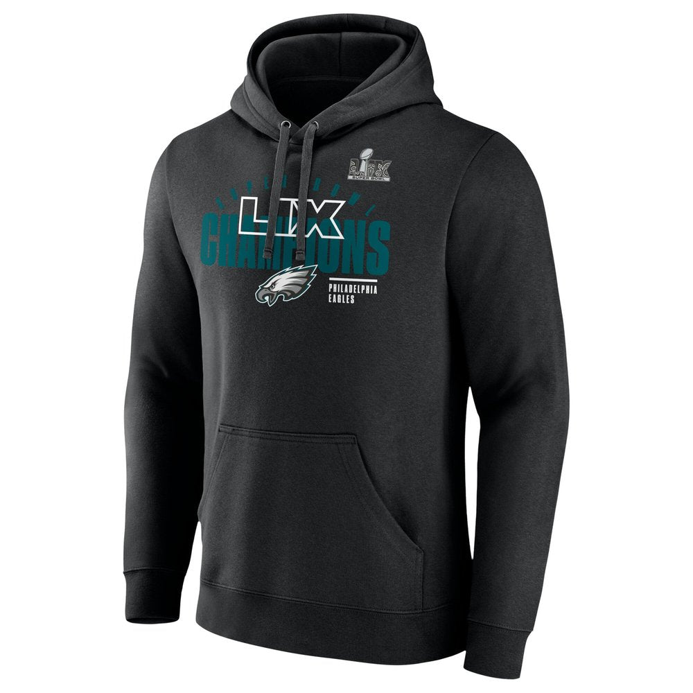Men's Philadelphia Eagles Black Super Bowl LIX Champions Iconic Victory Fleece Pullover Hoodie 