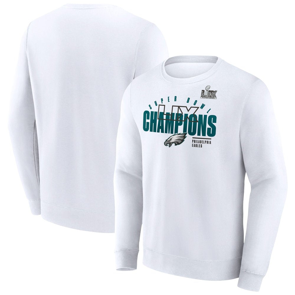 Men's Philadelphia Eagles White Super Bowl LIX Champions Iconic Victory Fleece Sweatshirt 