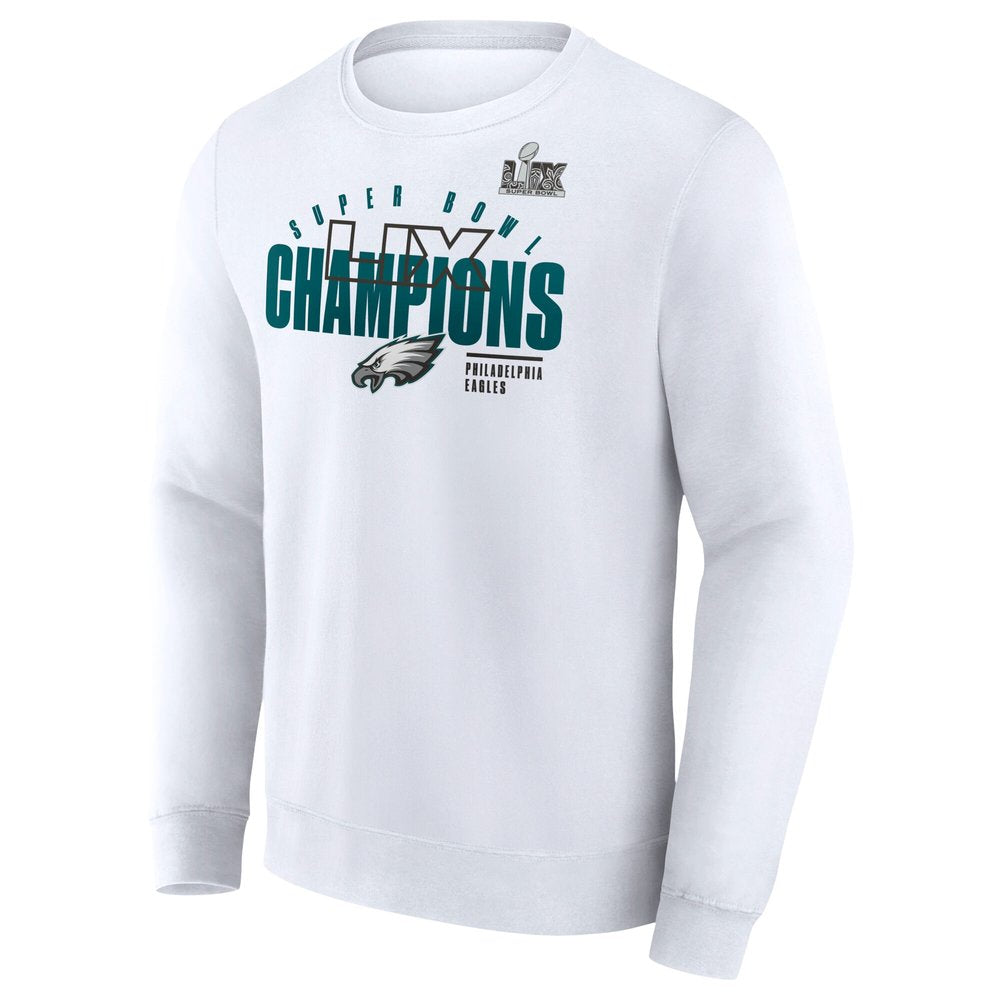 Men's Philadelphia Eagles White Super Bowl LIX Champions Iconic Victory Fleece Sweatshirt 