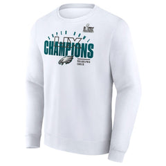Men's Philadelphia Eagles White Super Bowl LIX Champions Iconic Victory Fleece Sweatshirt 