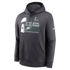 Men's Philadelphia Eagles Anthracite Super Bowl LIX Champions Locker Room Trophy Collection Extended Sizes Club Fleece Pullover Hoodie 