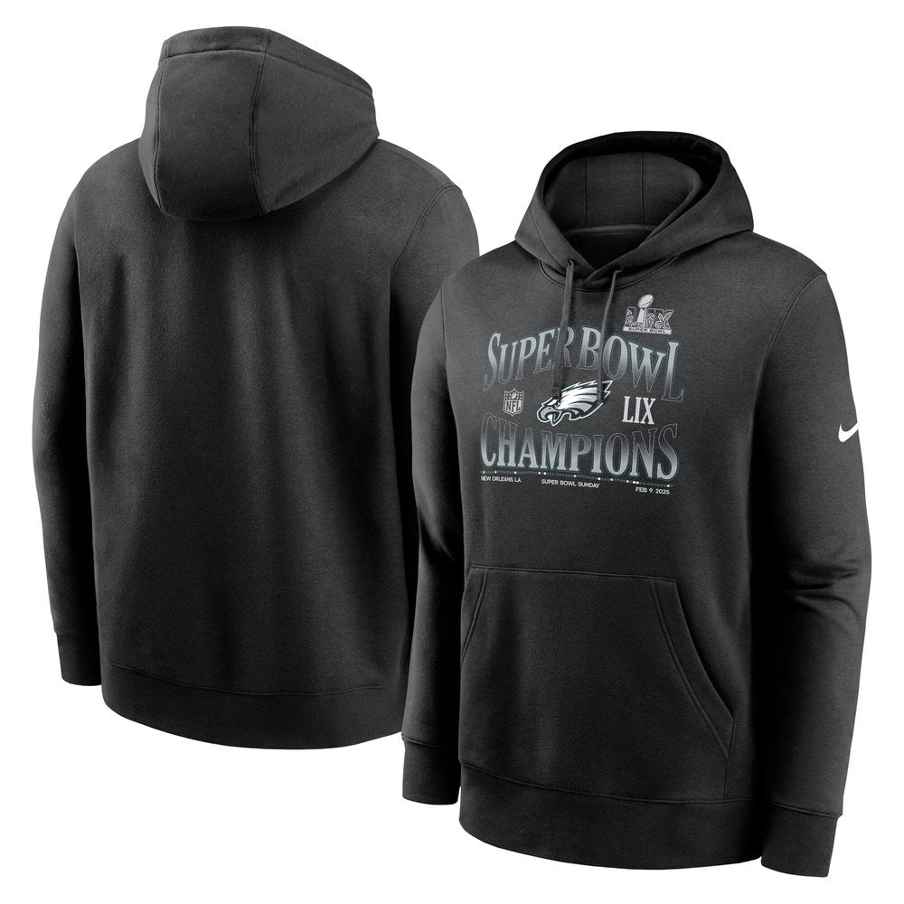 Men's Philadelphia Eagles Black Super Bowl LIX Champions 90's Retro Pullover Hoodie 