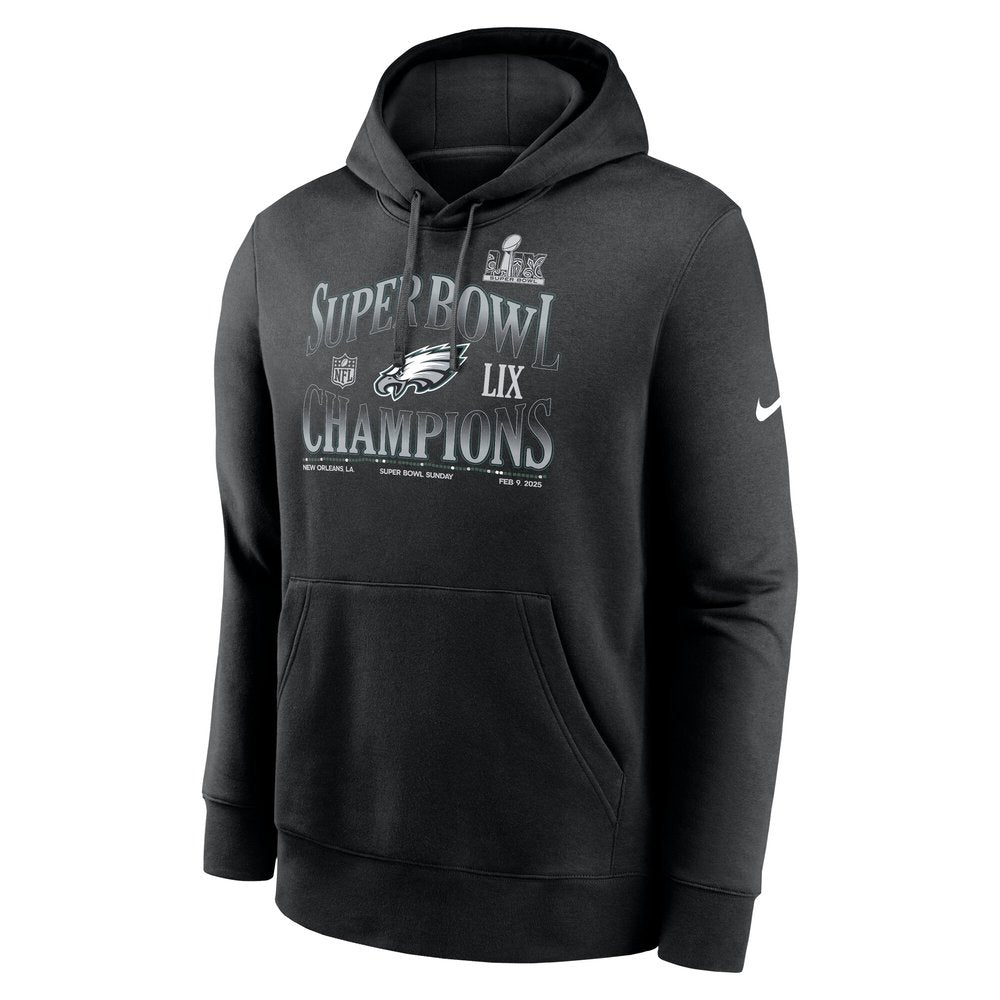 Men's Philadelphia Eagles Black Super Bowl LIX Champions 90's Retro Pullover Hoodie 