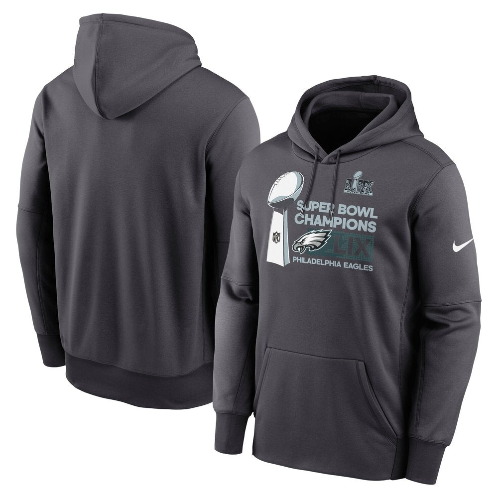 Men's Philadelphia Eagles Anthracite Super Bowl LIX Champions Locker Room Trophy Collection Club Fleece Pullover Hoodie 