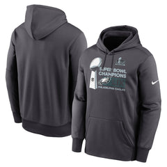 Men's Philadelphia Eagles Anthracite Super Bowl LIX Champions Locker Room Trophy Collection Club Fleece Pullover Hoodie 