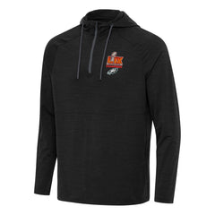 Men's Philadelphia Eagles Antigua Heather Black Super Bowl LIX Champions Spikes Quarter-Zip Hoodie 