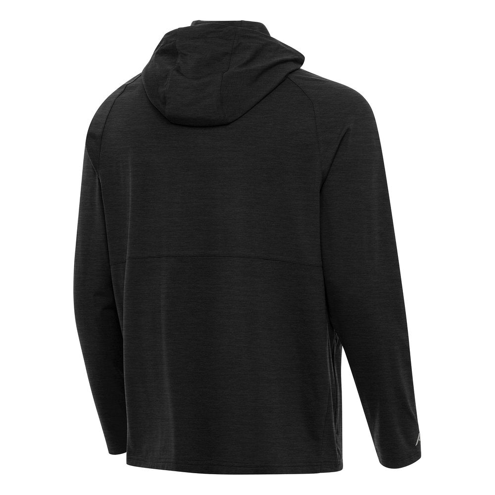 Men's Philadelphia Eagles Antigua Heather Black Super Bowl LIX Champions Spikes Quarter-Zip Hoodie 