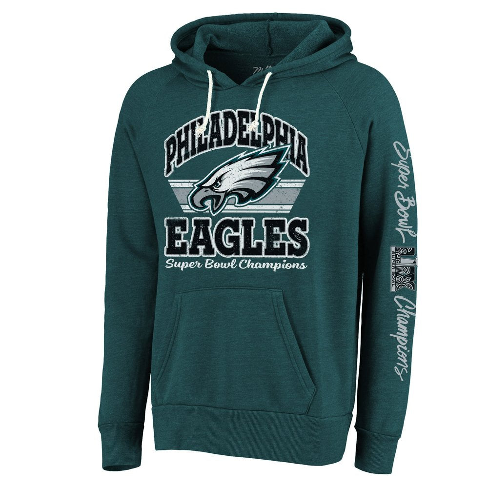Men's Philadelphia Eagles Threads Midnight Green Super Bowl LIX Champions Sonder Tri-Blend Pullover Hoodie 