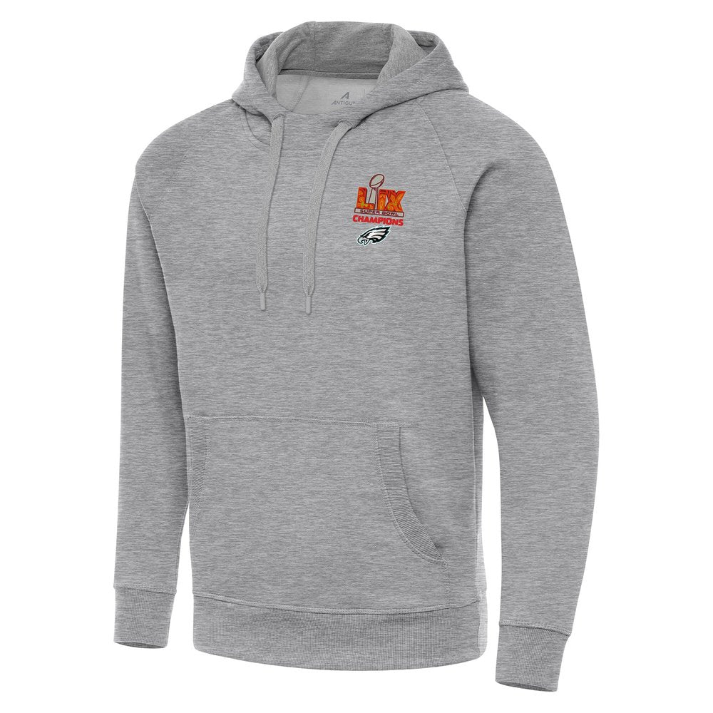 Men's Philadelphia Eagles Antigua Heather Gray Super Bowl LIX Champions Big & Tall Victory Pullover Hoodie 
