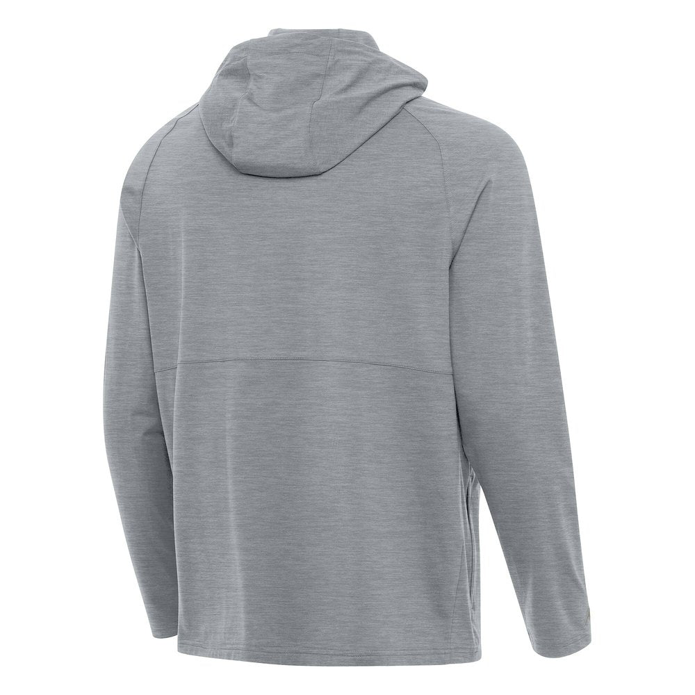 Men's Philadelphia Eagles Antigua Heather Gray Super Bowl LIX Champions Spikes Quarter-Zip Hoodie 