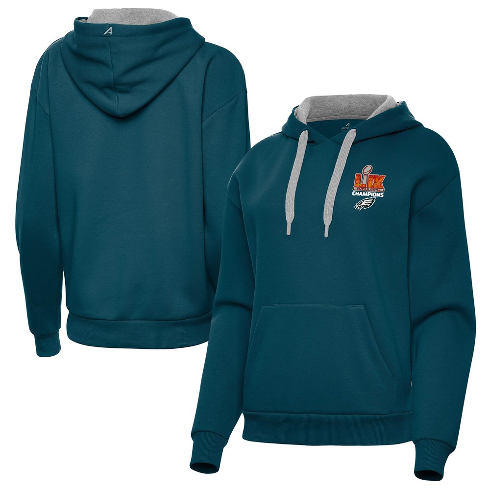 Women's Philadelphia Eagles Antigua Midnight Green Super Bowl LIX Champions Victory Pullover Hoodie 