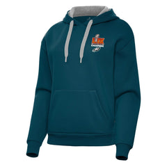 Women's Philadelphia Eagles Antigua Midnight Green Super Bowl LIX Champions Victory Pullover Hoodie 
