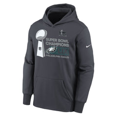 Youth Philadelphia Eagles Anthracite Super Bowl LIX Champions Locker Room Trophy Collection Fleece Pullover Hoodie 
