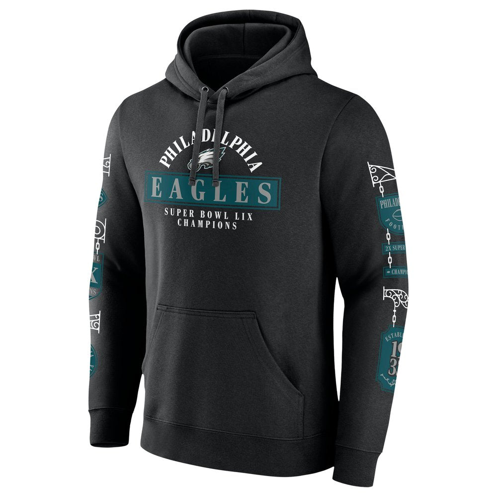 Men's Philadelphia Eagles Black Super Bowl LIX Champions Big & Tall Pullover Hoodie 