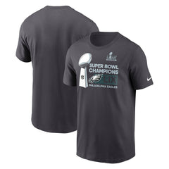 Men's Philadelphia Eagles Anthracite Super Bowl LIX Champions Tall Locker Room Trophy Collection T-Shirt 