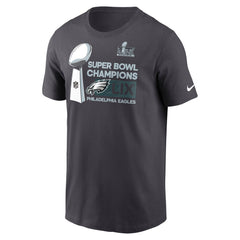 Men's Philadelphia Eagles Anthracite Super Bowl LIX Champions Tall Locker Room Trophy Collection T-Shirt 