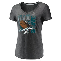 Women's Philadelphia Eagles  Graphite Super Bowl LIX Champions Own the Moment V-Neck T-Shirt 