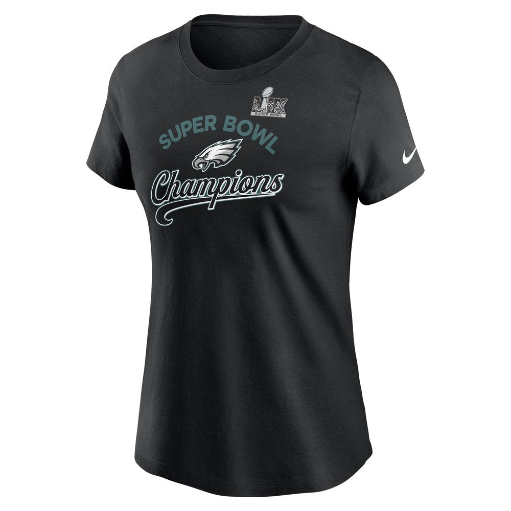 Women's Philadelphia Eagles Black Super Bowl LIX Champions Tailsweep T-Shirt 