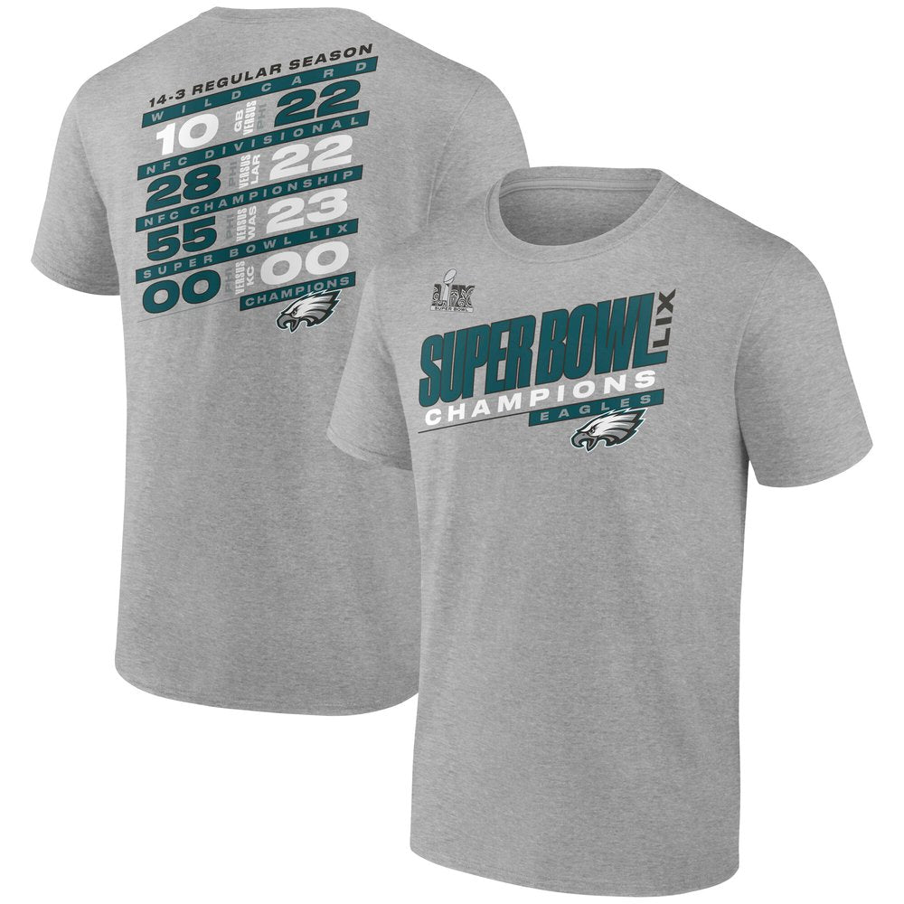 Men's Philadelphia Eagles Heather Gray Super Bowl LIX Champions Counting Points Score T-Shirt 