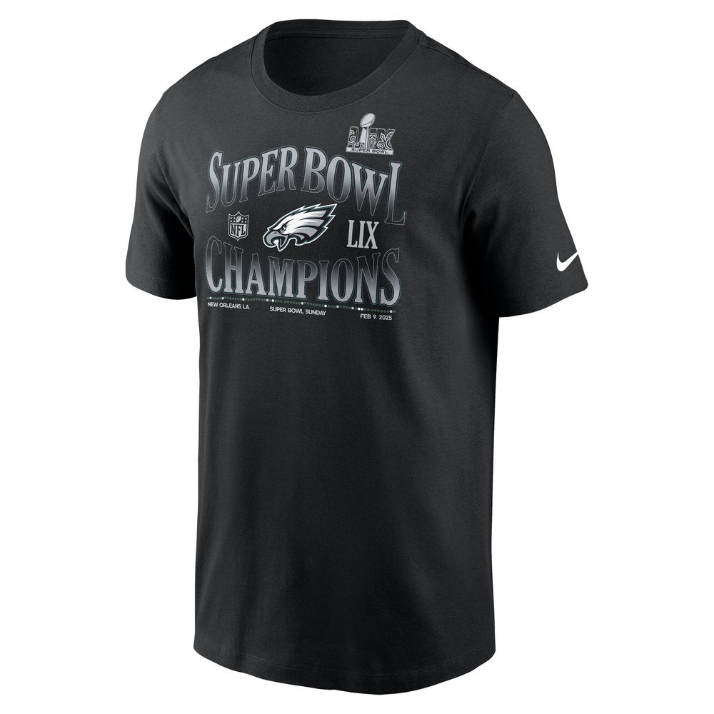 Men's Philadelphia Eagles Black Super Bowl LIX Champions 90's Retro T-Shirt 