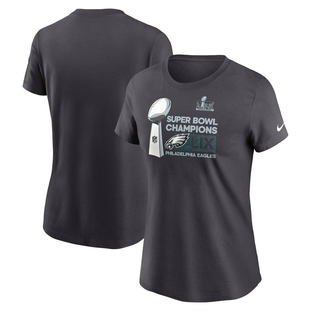Women's Philadelphia Eagles Anthracite Super Bowl LIX Champions Locker Room Trophy Collection T-Shirt 