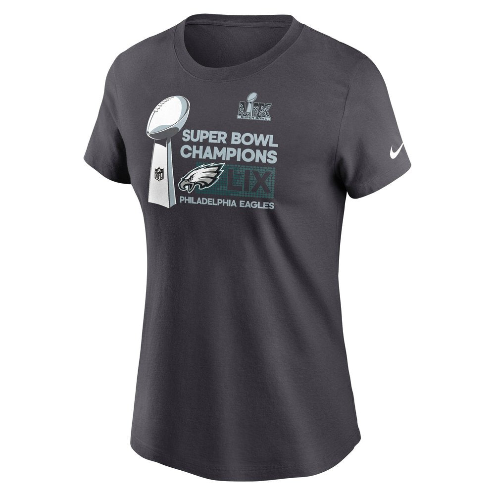 Women's Philadelphia Eagles Anthracite Super Bowl LIX Champions Locker Room Trophy Collection T-Shirt 