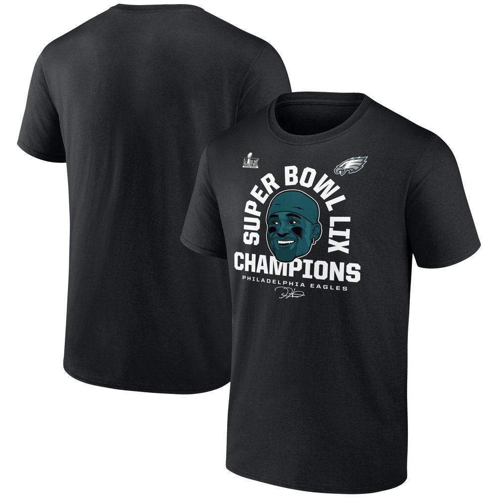 Men's Philadelphia Eagles Jalen Hurts Black Super Bowl LIX Champions T-Shirt 