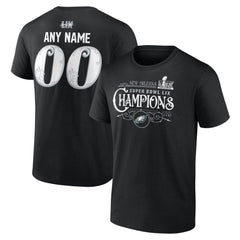 Men's Philadelphia Eagles Black Super Bowl LIX Champions Custom Name & Number T-Shirt 