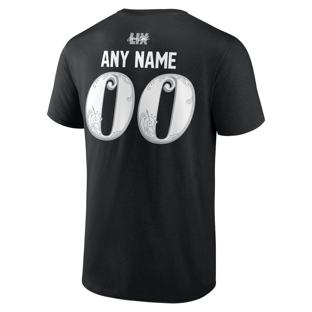 Men's Philadelphia Eagles Black Super Bowl LIX Champions Custom Name & Number T-Shirt 