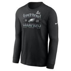 Men's Philadelphia Eagles Black Super Bowl LIX Champions 90's Retro Long Sleeve T-Shirt 