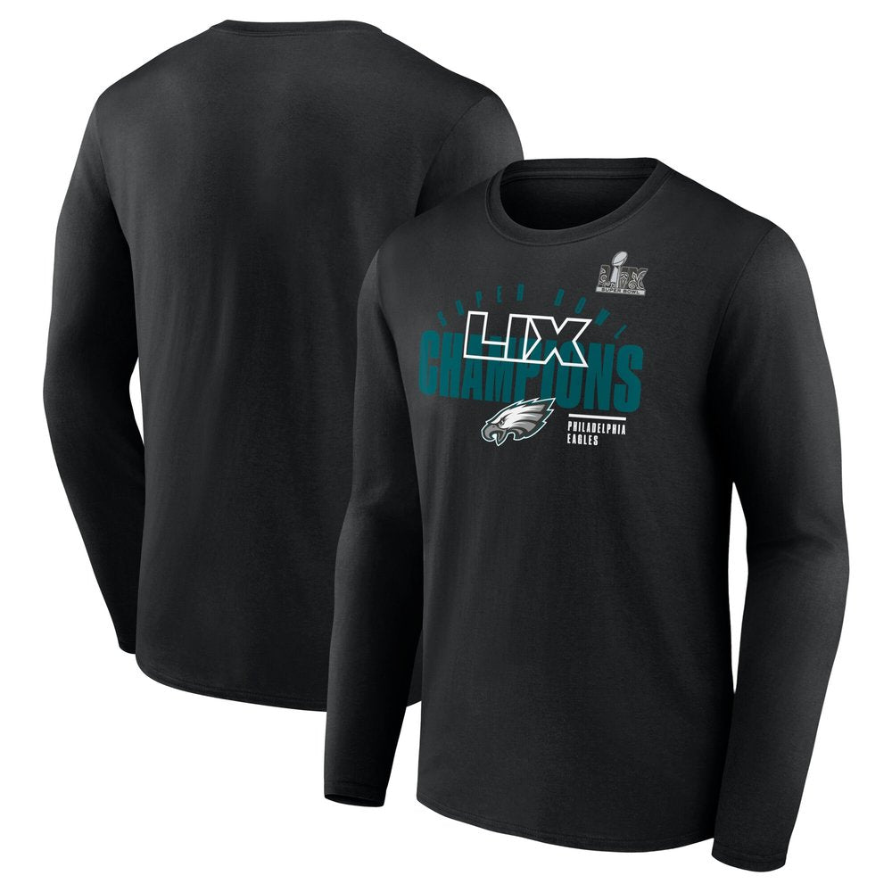 Men's Philadelphia Eagles Black Super Bowl LIX Champions Legacy Iconic Victory Long Sleeve T-Shirt 