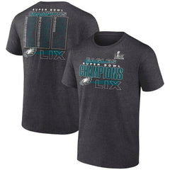 Men's Philadelphia Eagles Heather Charcoal Super Bowl LIX Champions Roster T-Shirt 