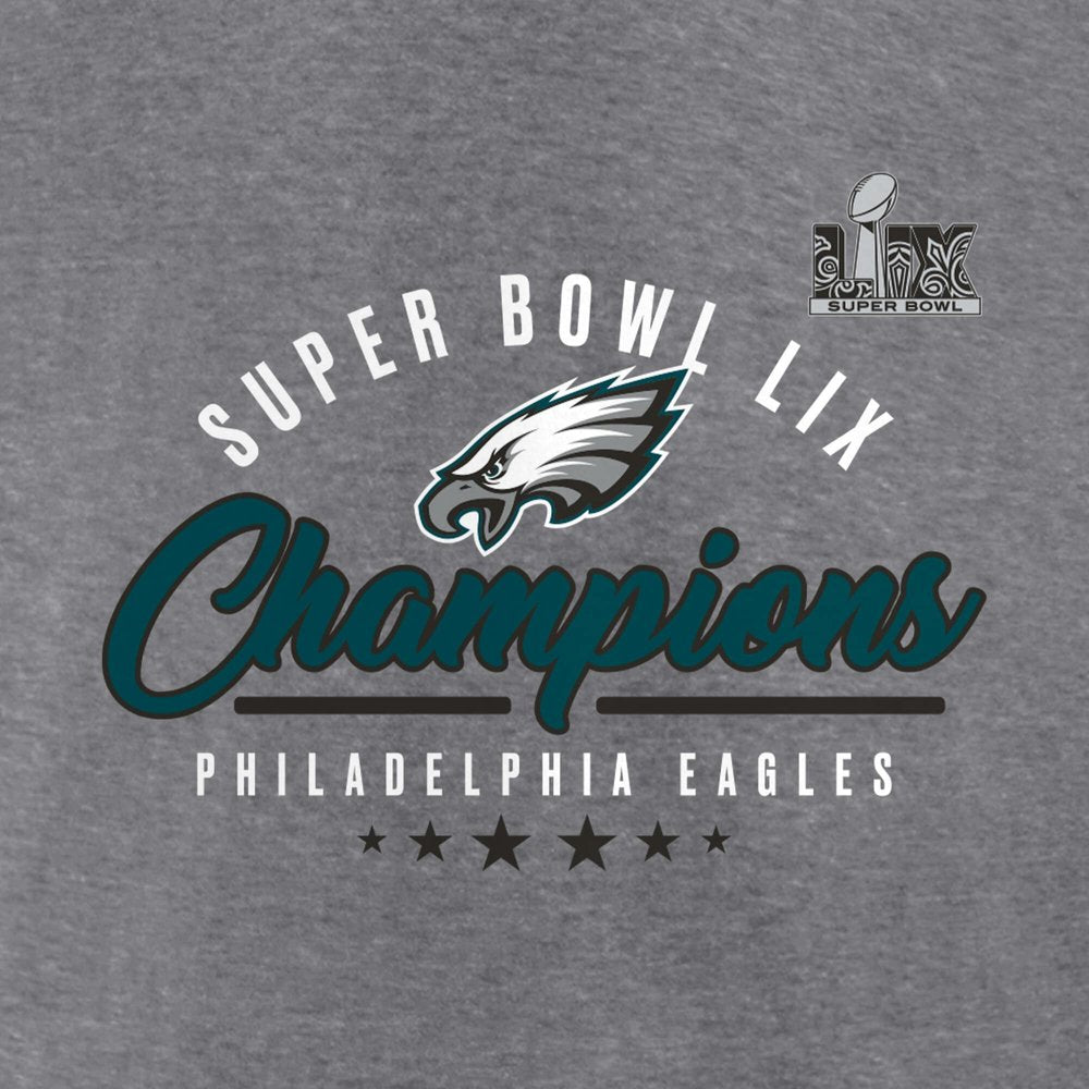 Women's Philadelphia Eagles  Heather Gray Super Bowl LIX Champions Prestigious Run Tri-Blend Scoop Neck T-Shirt 