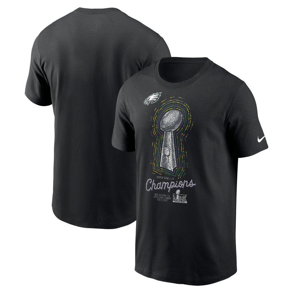 Men's Philadelphia Eagles Black Super Bowl LIX Champions Lombardi Trophy T-Shirt 