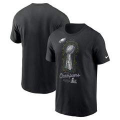 Men's Philadelphia Eagles Black Super Bowl LIX Champions Lombardi Trophy T-Shirt 