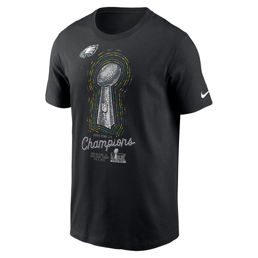 Men's Philadelphia Eagles Black Super Bowl LIX Champions Lombardi Trophy T-Shirt 