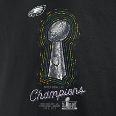 Men's Philadelphia Eagles Black Super Bowl LIX Champions Lombardi Trophy T-Shirt 