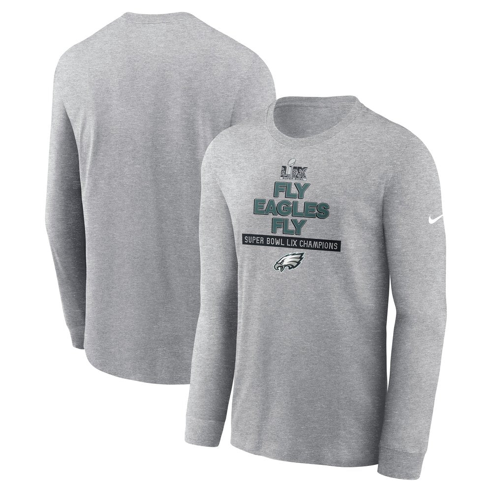 Men's Philadelphia Eagles Heather Gray Super Bowl LIX Champions Local Long Sleeve T-Shirt 