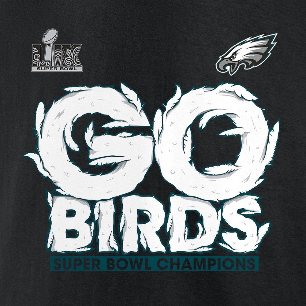 Men's Philadelphia Eagles Black Super Bowl LIX Champions On Top Go Birds Long Sleeve T-Shirt 