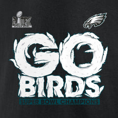 Men's Philadelphia Eagles Black Super Bowl LIX Champions On Top Go Birds Long Sleeve T-Shirt 