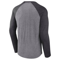 Men's Philadelphia Eagles Heather Gray Super Bowl LIX Champions Historic Win 3/4-Sleeve Raglan Tri-Blend T-Shirt 