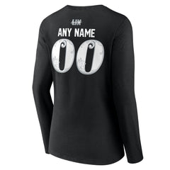 Women's Philadelphia Eagles Black Super Bowl LIX Champions Custom Name & Number Long Sleeve V-Neck T-Shirt 