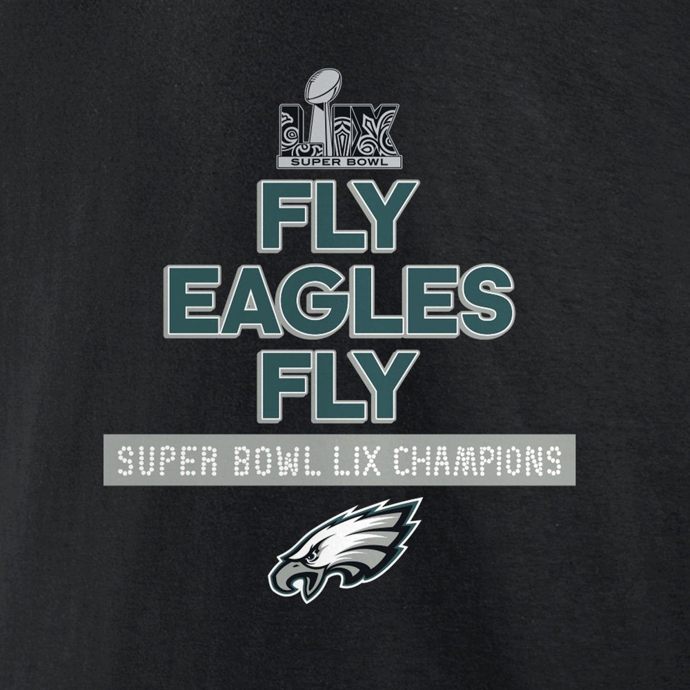 Men's Philadelphia Eagles Black Super Bowl LIX Champions Fly Eagles Fly T-Shirt 