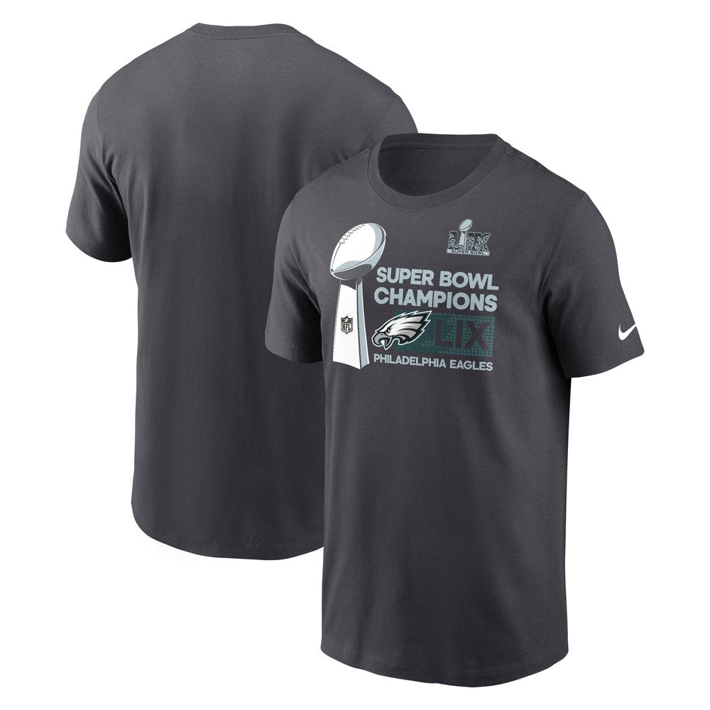 Men's Philadelphia Eagles Anthracite Super Bowl LIX Champions Locker Room Trophy Collection T-Shirt 