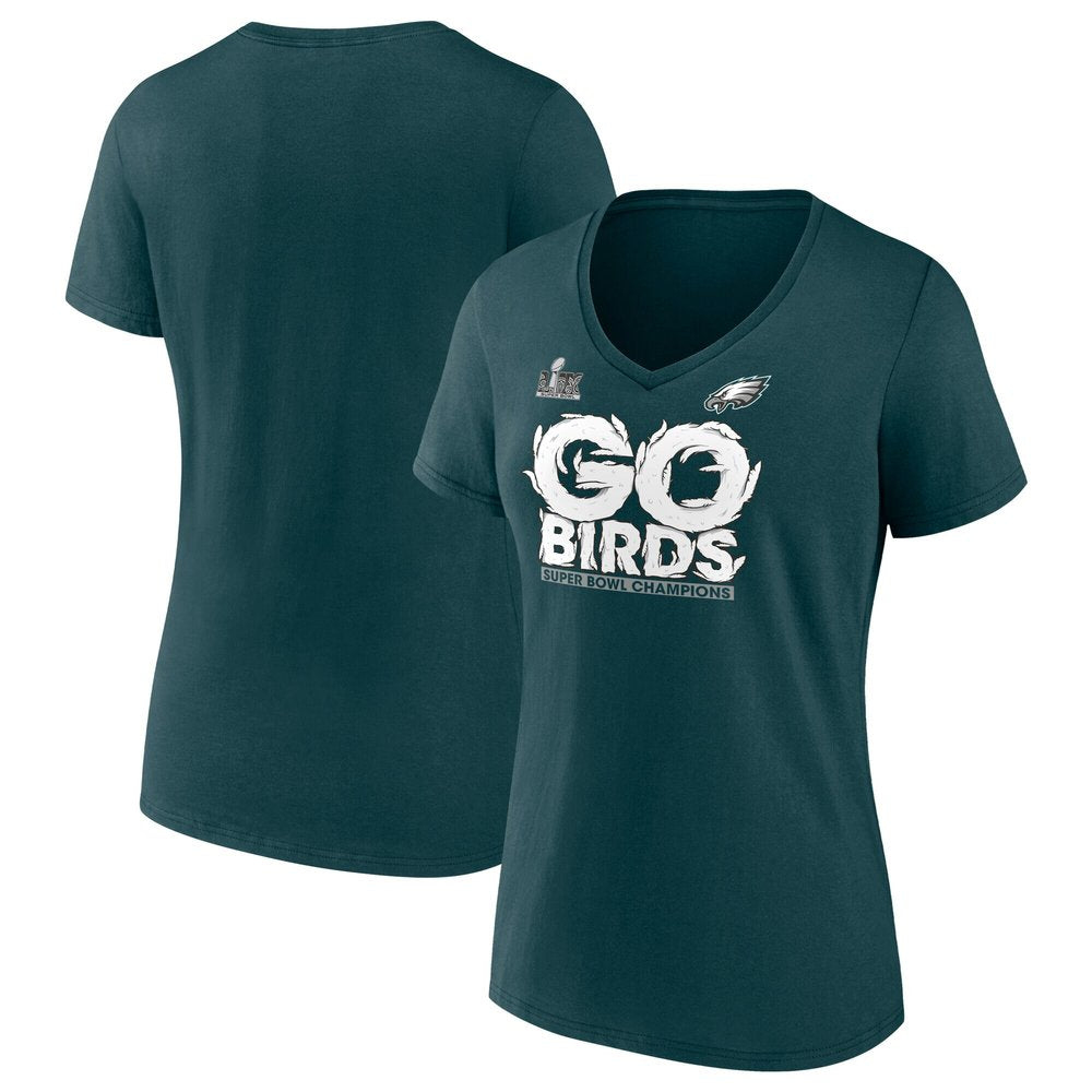 Women's Philadelphia Eagles  Midnight Green Super Bowl LIX Champions Local V-Neck T-Shirt 
