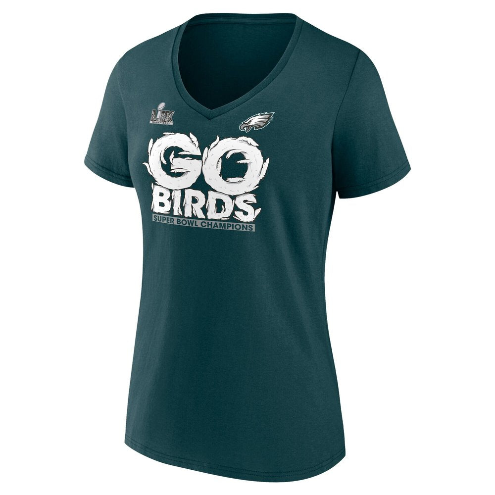 Women's Philadelphia Eagles  Midnight Green Super Bowl LIX Champions Local V-Neck T-Shirt 