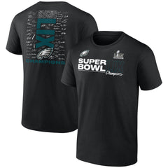 Men's Philadelphia Eagles Black Super Bowl LIX Champions Roster Autograph Signing T-Shirt 