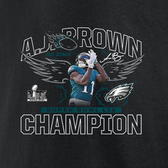 Men's Philadelphia Eagles A.J. Brown Black Super Bowl LIX Champions T-Shirt 