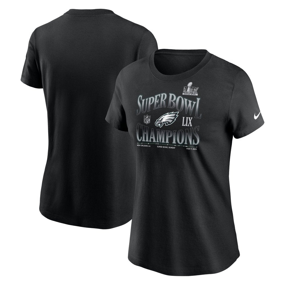 Women's Philadelphia Eagles Black Super Bowl LIX Champions '90s T-Shirt 