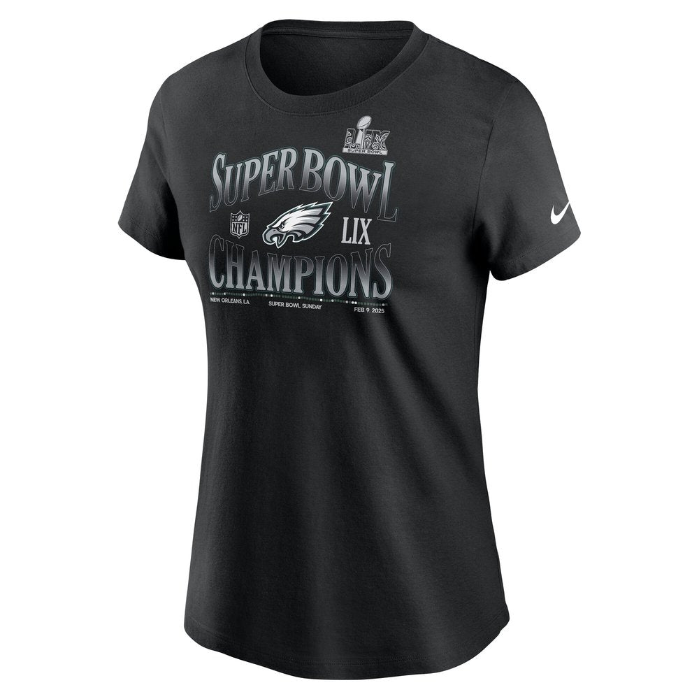 Women's Philadelphia Eagles Black Super Bowl LIX Champions '90s T-Shirt 